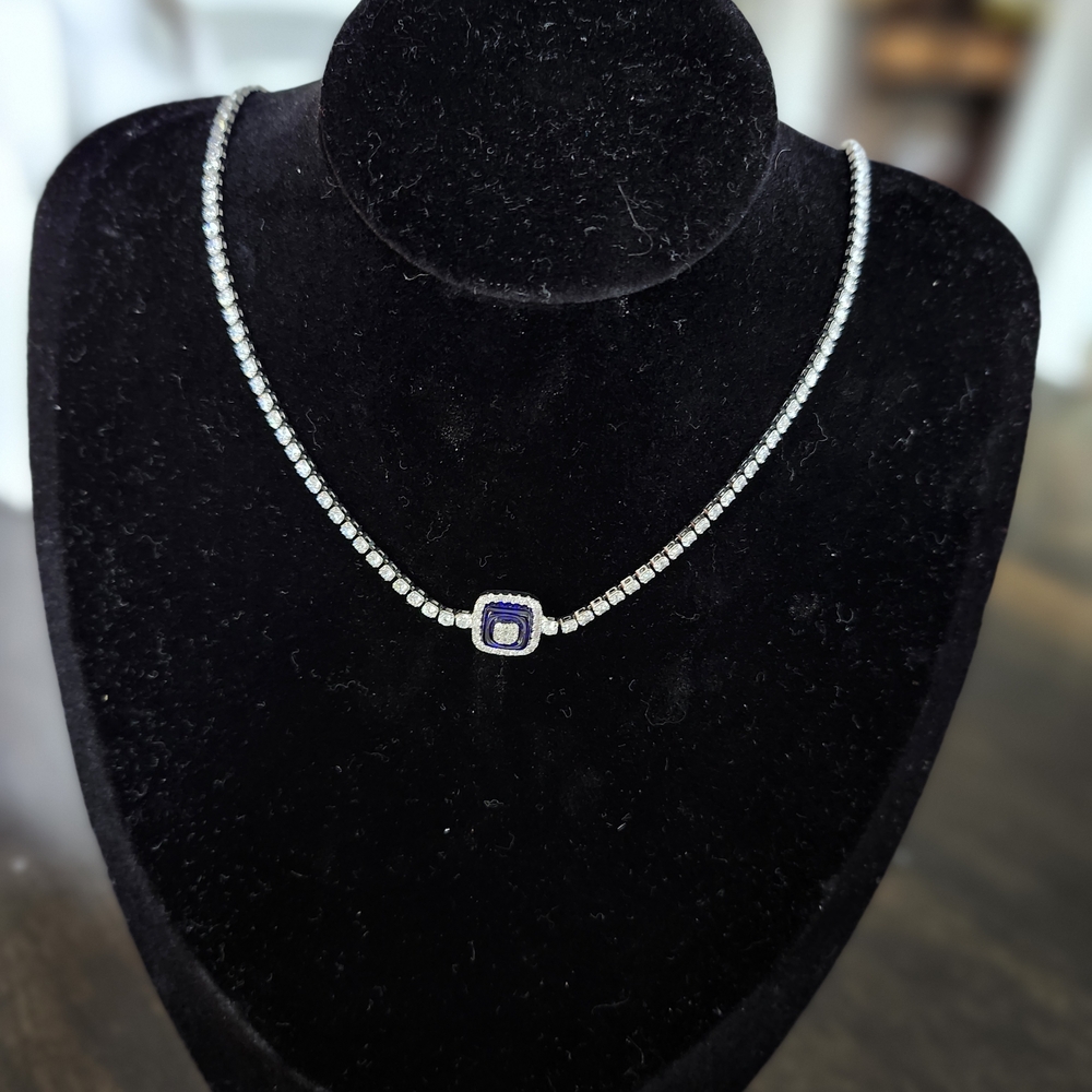 Elegant Silver and Blue Necklace